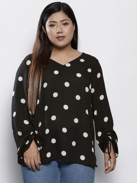 

DOROTHY PERKINS Women Black Polka Dot Print Top