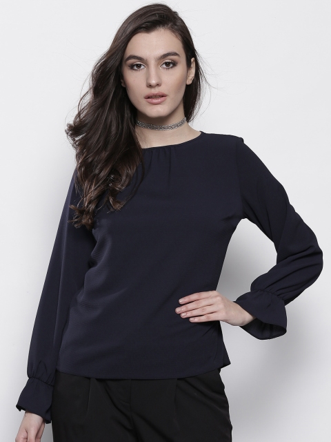 

DOROTHY PERKINS Women Navy Blue Solid Top