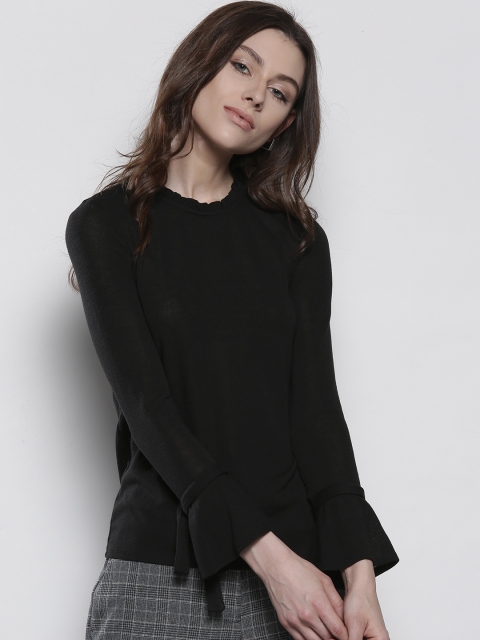 

DOROTHY PERKINS Women Black Solid Top with Bell Sleeves