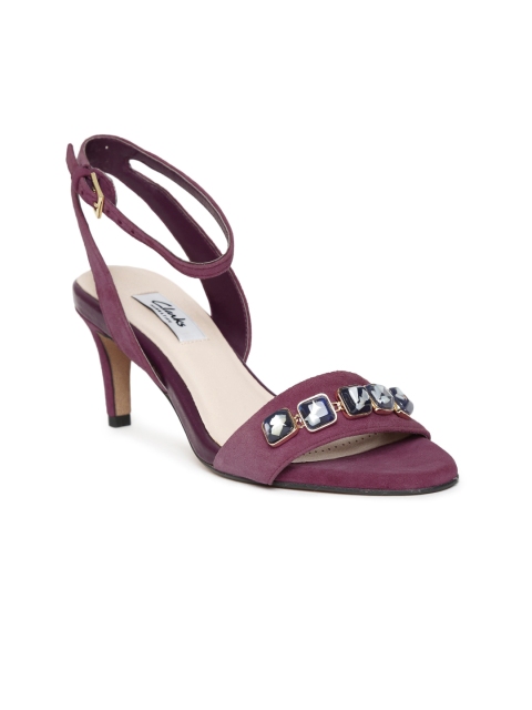 

Clarks Women Purple Suede Embellished Slim Heels