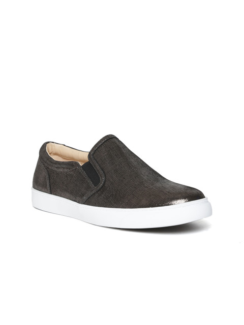 

Clarks Women Gunmetal-Toned Leather Shimmer Slip-Ons, Metallic