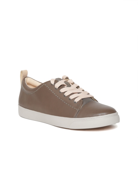 

Clarks Women Olive Brown Leather Sneakers