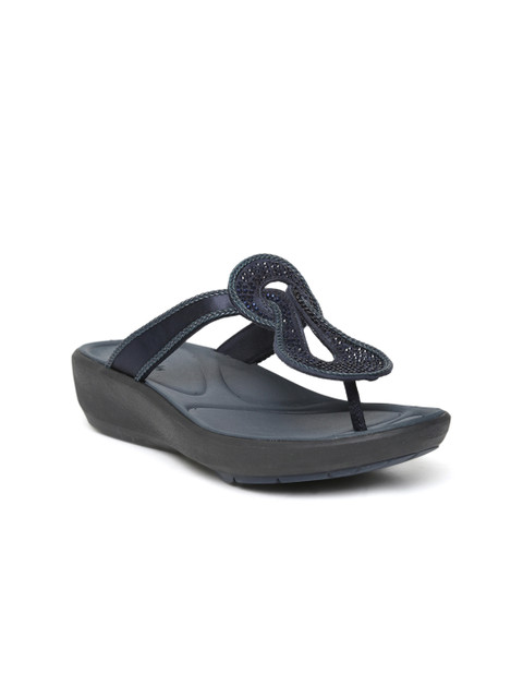 

Clarks Women Navy Blue Embellished T-Strap Flats