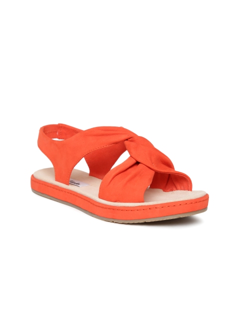 

Clarks Women Orange Solid Nubuck Leather Flats