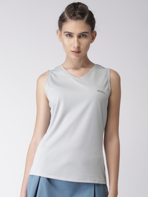 

2GO Women Grey Slim Fit Solid GO-DRY Tank Top