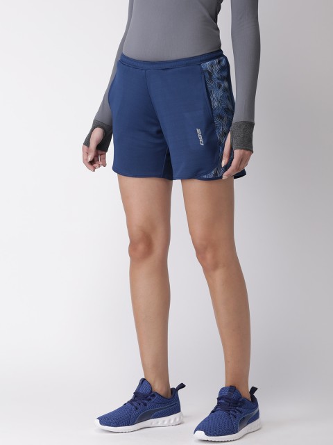 

2GO Women Blue Printed Running Shorts, Navy blue