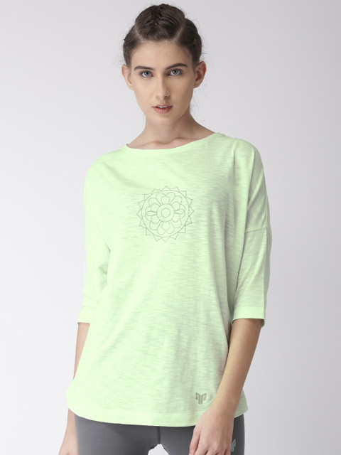 

2GO Women Lime Green Printed Yoga T-Shirt