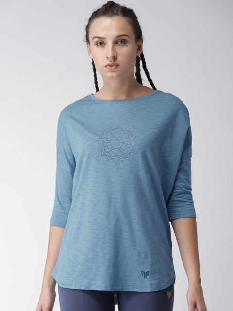 

2GO Women Blue Printed Yoga T-shirt