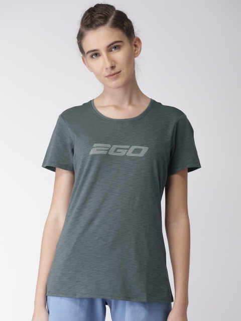 

2GO Women Grey Printed Round Neck Active T-shirt