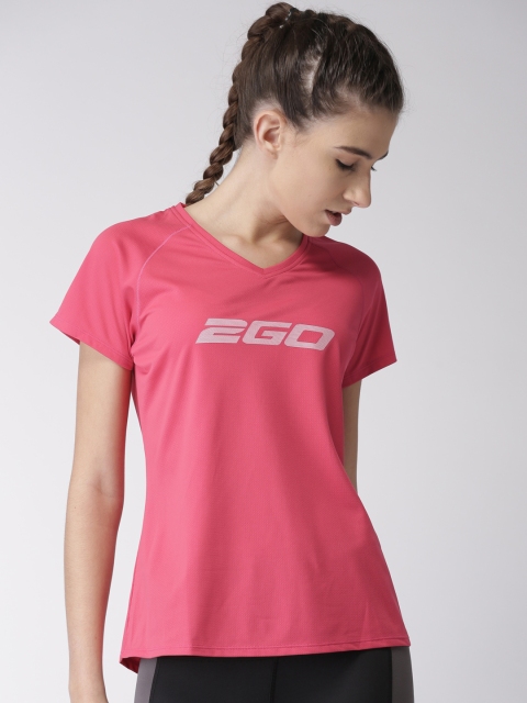 

2GO Women Pink Printed GO-Dry T-shirt