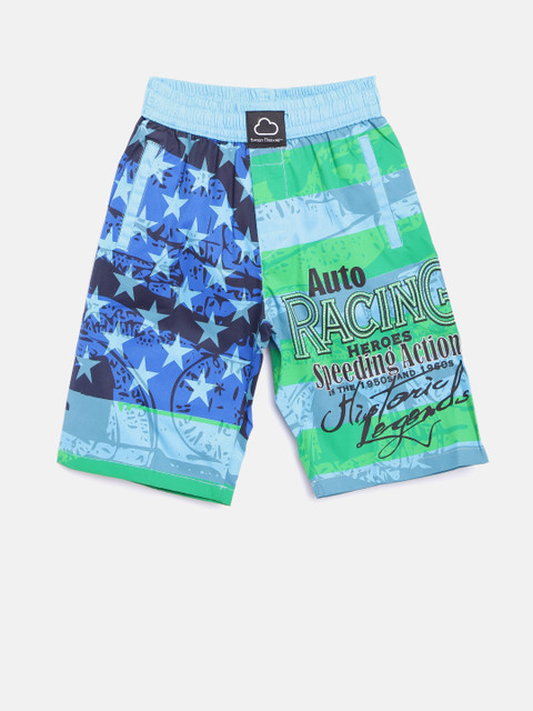 

SDL by Sweet Dreams Boys Blue & Green Printed Lounge Shorts