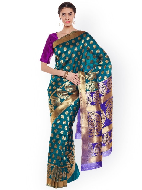 

Chhabra 555 Green & Purple Art Silk Woven Design Banarasi Saree