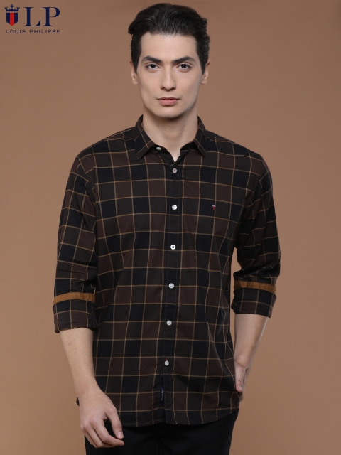 

Louis Philippe Sport Men Brown & Black Slim Fit Checked Casual Shirt
