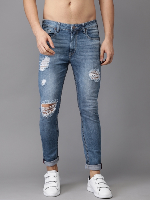 

HERE&NOW Men Blue Carrot Tapered Fit Mid-Rise Mildly Distressed Stretchable Jeans