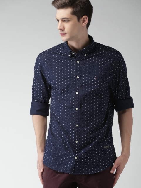 

Tommy Hilfiger Men Navy Blue Snug Regular Fit Printed Casual Shirt