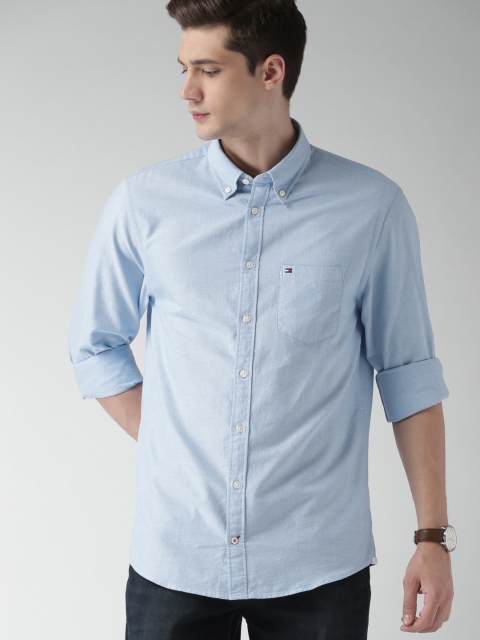 

Tommy Hilfiger Men Blue Snug Slim Fit Solid Casual Shirt