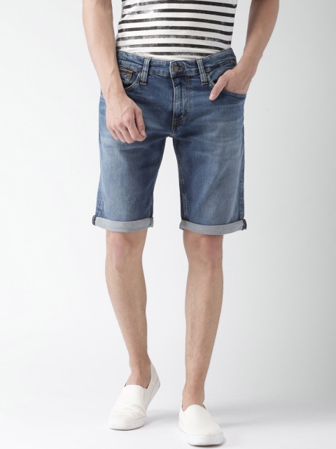 

Tommy Hilfiger Men Blue Solid Slim Fit Denim Shorts