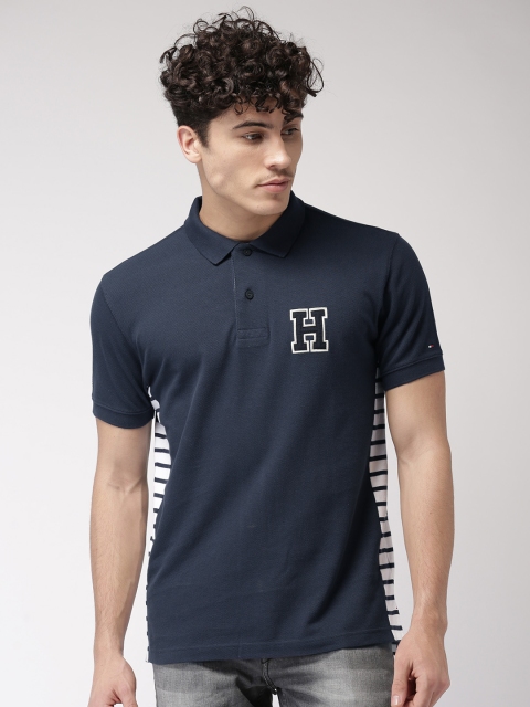 

Tommy Hilfiger Men Navy Blue Solid Polo Collar T-shirt