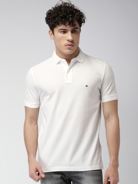 

Tommy Hilfiger Men White Solid Polo Collar T-shirt