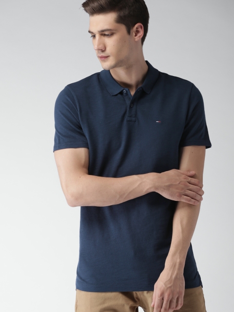 

Tommy Hilfiger Men Navy Blue Solid Polo T-shirt