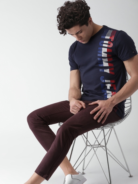 

Tommy Hilfiger Men Navy Blue Printed Round Neck T-shirt