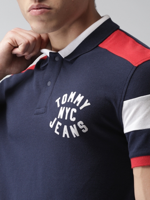 

Tommy Hilfiger Men Navy Blue Solid Polo T-shirt