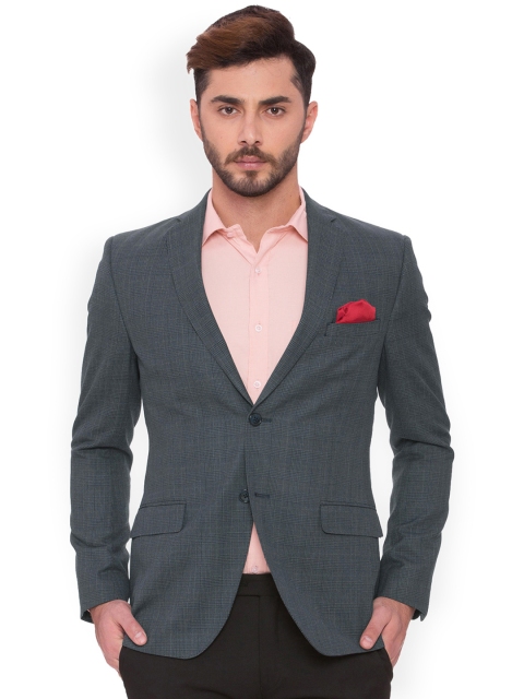 

SUITLTD Men Grey Slim Fit Single-Breasted Formal Blazer