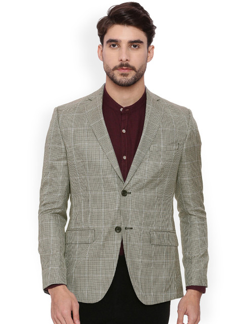 

SUITLTD Men Beige Slim Fit Single-Breasted Formal Blazer
