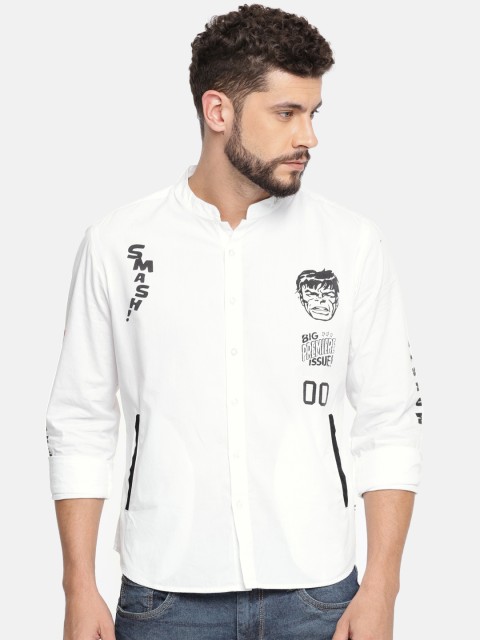 

Kook N Keech Marvel Men White Regular Fit Printed Casual Shirt