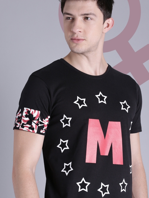 

Kook N Keech Disney Men Black Printed Round Neck Pure Cotton T-shirt
