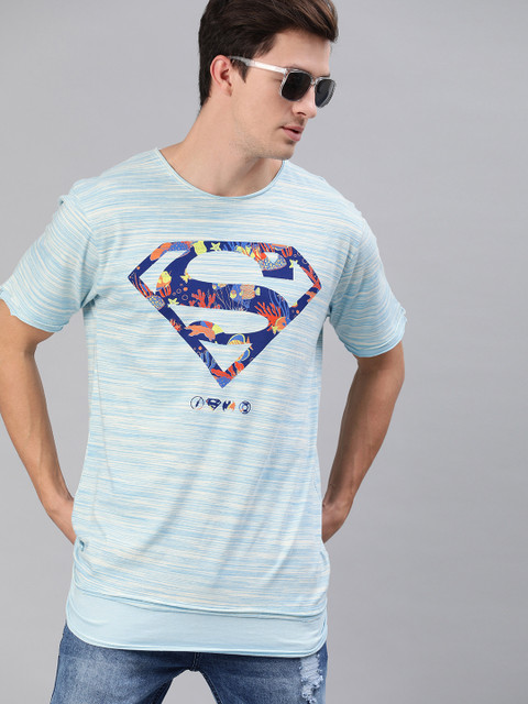 

Justice League Men Blue Printed Round Neck T-shirt