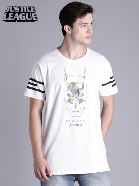 

Justice League Men White Printed Longline T-shirt