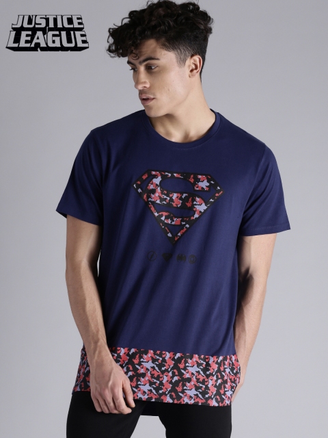 

Justice League Men Navy Blue Printed Round Neck T-shirt