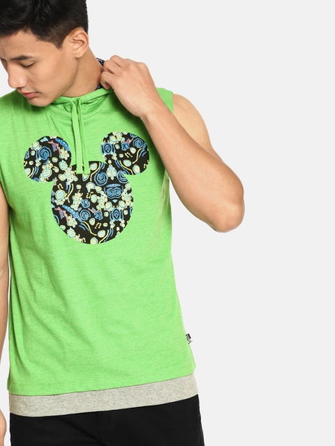 

Kook N Keech Disney Men Green Printed Hood Pure Cotton T-shirt