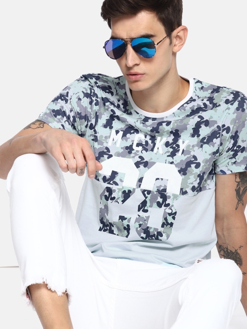 

Kook N Keech Disney Men Blue Printed Round Neck Pure Cotton T-shirt