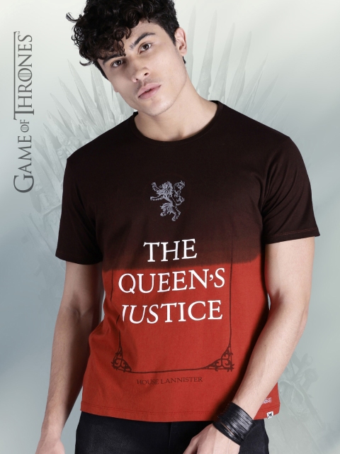 

Game of Thrones by Kook N Keech Men Brown Printed Round Neck T-shirt