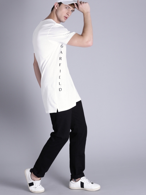 

Kook N Keech Garfield Men White Solid Round Neck Longline T-shirt