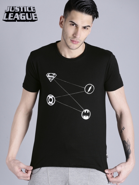

Justice League Men Black Printed Round Neck T-shirt