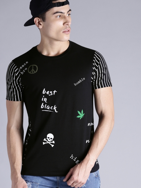 

Kook N Keech Men Black Printed Round Neck T-shirt