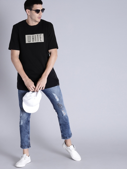 

Kook N Keech Men Black Printed Round Neck Longline T-shirt