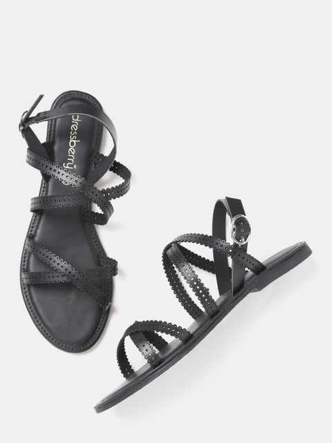 

DressBerry Women Black Cut-Out Open Toe Flats