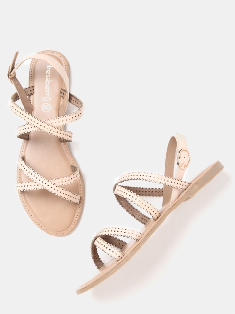 

DressBerry Women Nude-Coloured Cut-Out Open Toe Flats