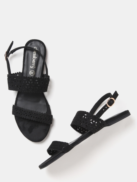 

DressBerry Women Black Cut-Out Open Toe Flats