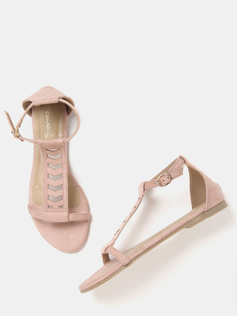 

DressBerry Women Pink Solid Synthetic Open Toe Flats