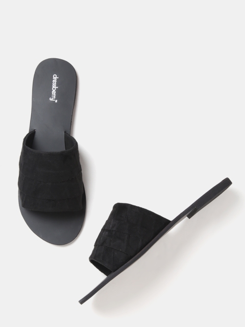 

DressBerry Women Black Solid Synthetic Open Toe Flats