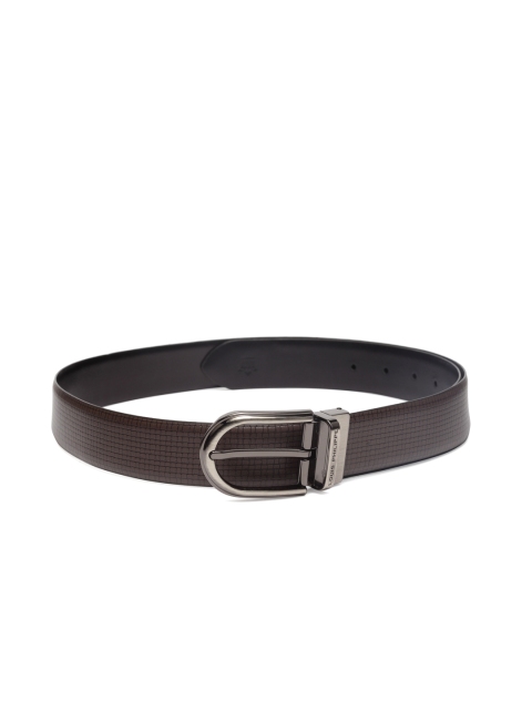 

Louis Philippe Men Brown & Black Leather Textured Reversible Belt