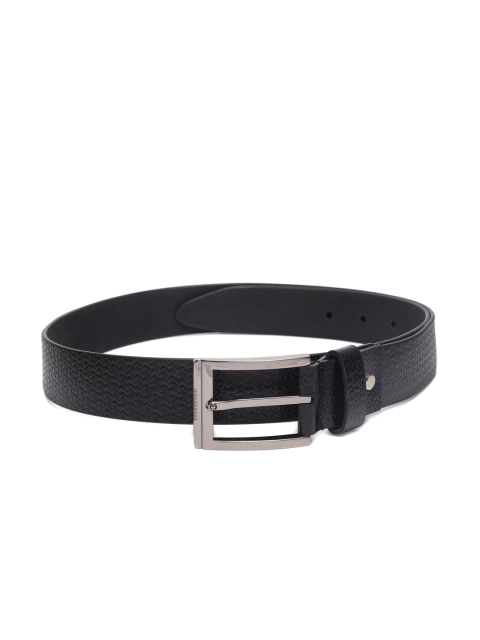 

Louis Philippe Men Black Leather Textured Belt