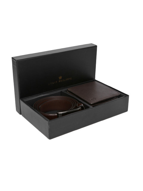 

Louis Philippe Men Brown Leather Accessory Gift Set