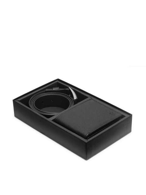 

Louis Philippe Men Black Leather Accessory Gift Set