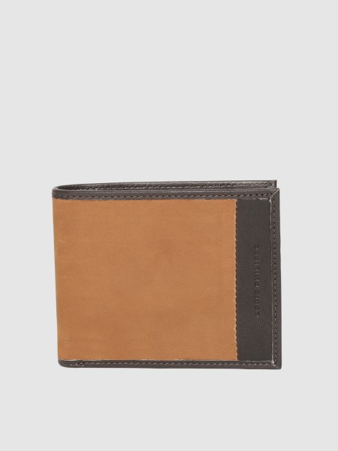 

Louis Philippe Men Tan Brown & Coffee Brown Colourblocked Leather Two Fold Wallet